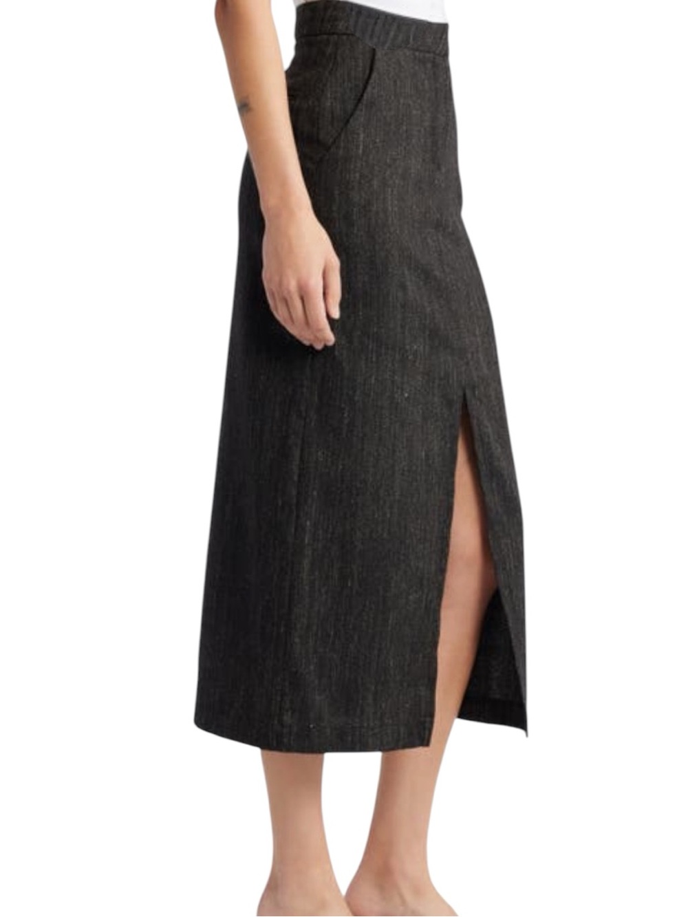 Women’s POETRY Textured Linen Wool Midi Skirt